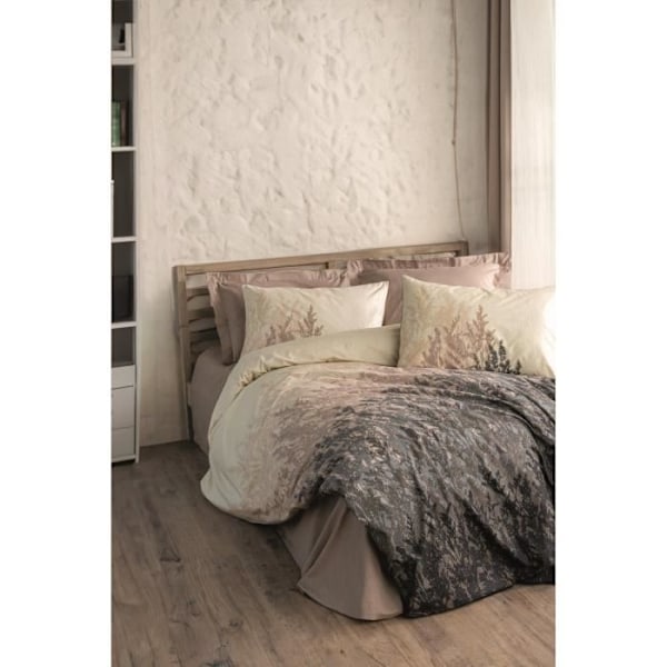 Sängkläder - 1 påslakan 220 x 240 cm + 2 örngott 60 x 60 cm - 100% förstärkt bomull - Beige Beige