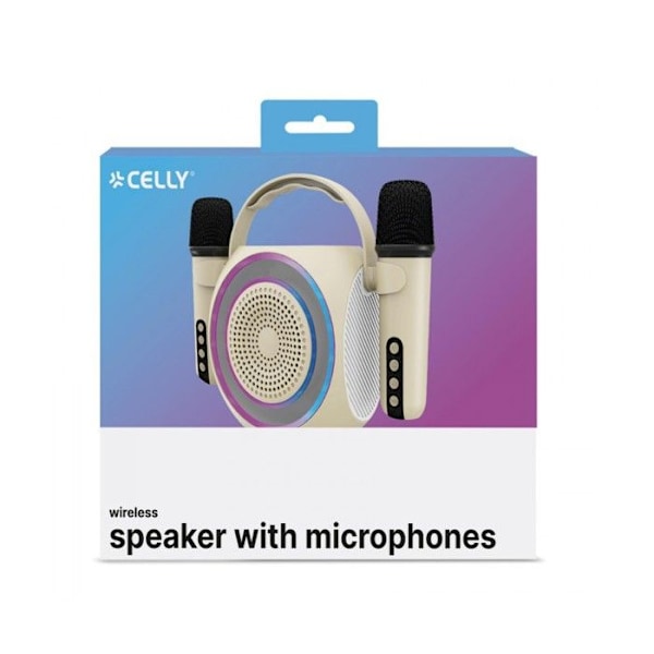 Celly, trådlös högtalare med dubbla mikrofoner och RGB-ljus, Bluetooth-mikrofon med en räckvidd på upp till 10m,