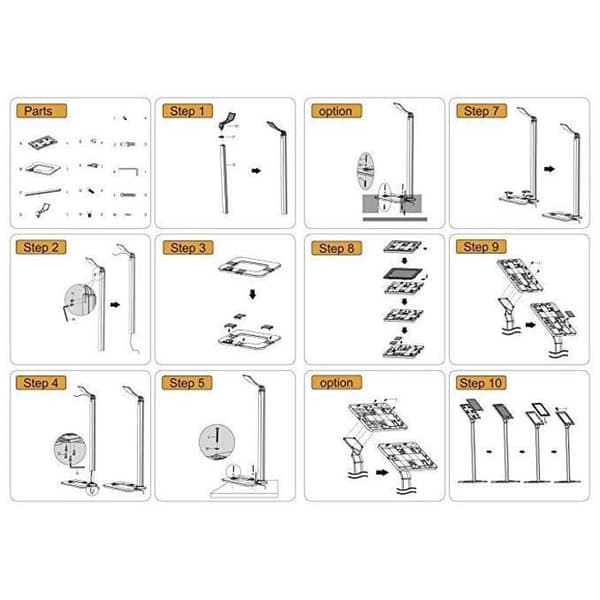 Tablet PC support - NewStar - TABLET-S100SILVER - Sølv - Kapacitet 5 kg - Højde 1130 mm