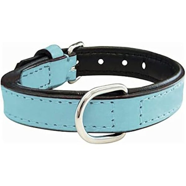 Halsband - GLORIA - Pälshalsstoppning - Blått läder - Justerbart - För medelstora hundar Blå