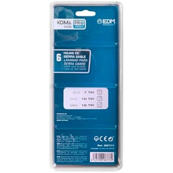 Sæt med 6 udskiftningsknive til KOMA TOOLS PRO SERIES BATTERI - EDM - 08776 - 6 knive