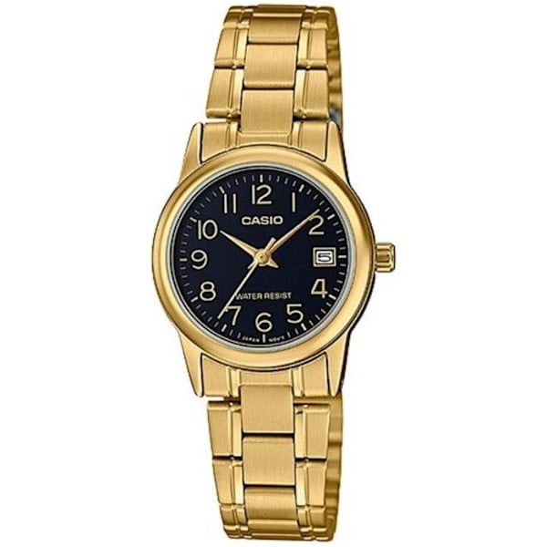 Ur - Casio - LTP-V002G-1B - Sort - Guld - Kvarts - Analogisk