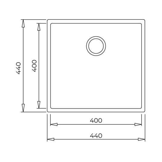 Vask - TEKA - Square - 40x40 cm - Tegranite - Sort - 1 skål under bordet Sort