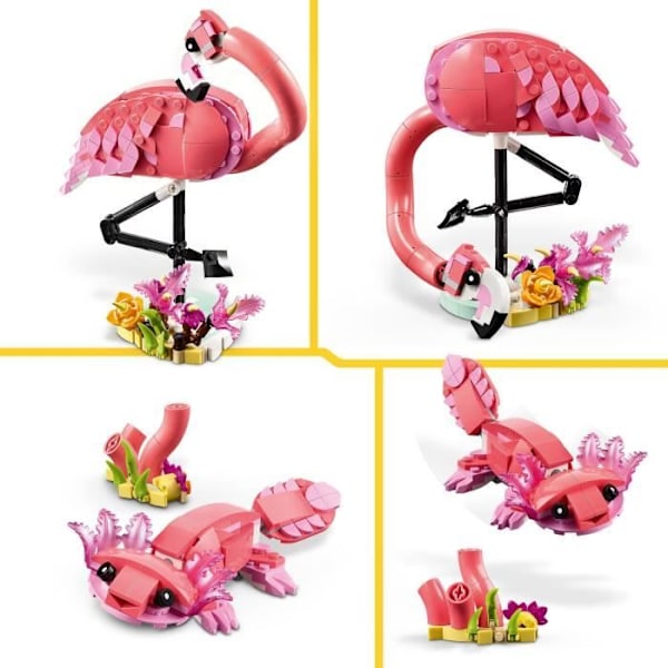 LEGO Creator 31170 3-i-1 Vilde Dyr: Flamingo - Legetøj til piger fra 8 år Rosa, gul, svart
