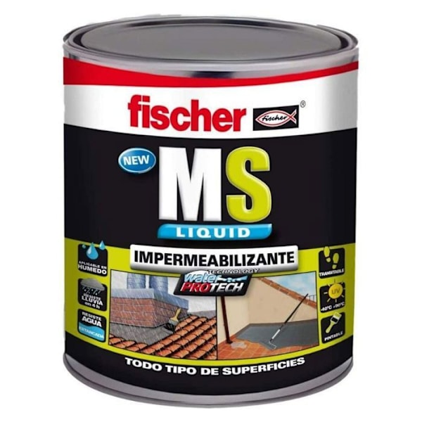 Tætningsfuge - Fischer fugemasse - 534615 - MS - MS Flydende vandtætningsgryde 1 Kg Grå