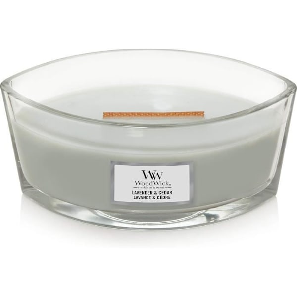 WoodWick Ellipse doftljus med knastrande träveke | Lavendel och Ceder