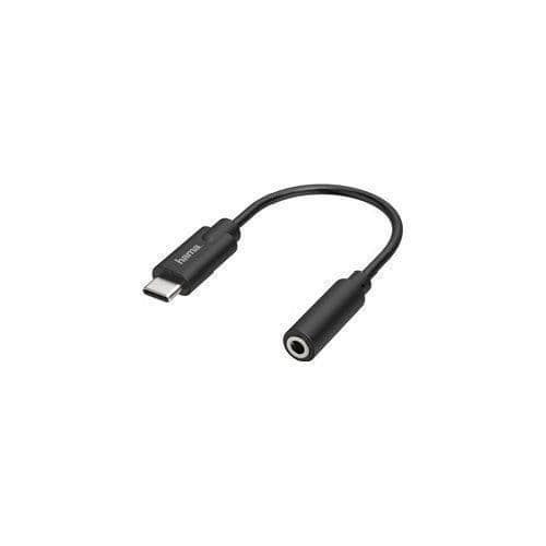 Audioadapter - Hama - USB-C til Mini-jack - Sort - Høj opløsning - Slank stik