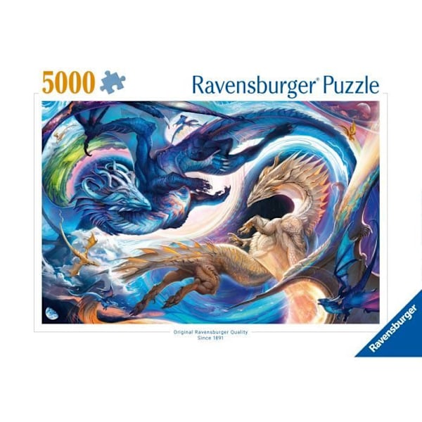 Pussel 5000 bitar Drakar dag och natt, Från 14 år, Drakar, 12000813, Ravensburger