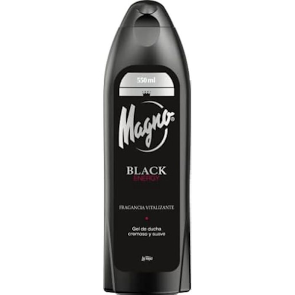 BLACK ENERGY suihkugeeli - MAGNO - 550 ml - Musta väri - Kosteuttava - Raikas tuoksu Svart