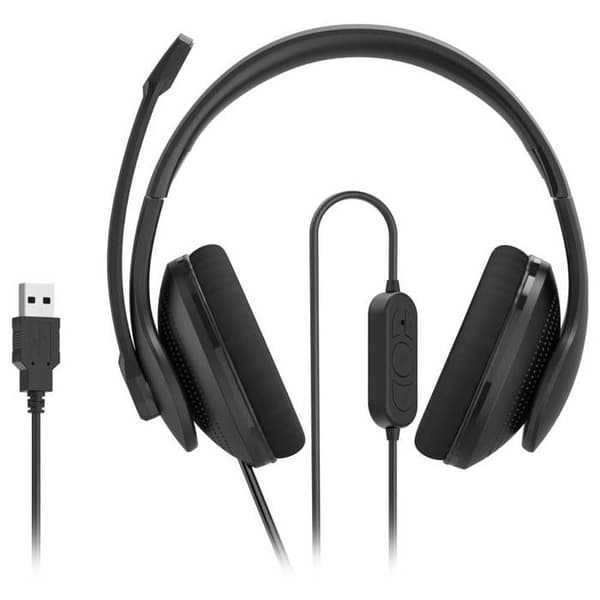 Hovedtelefon med mikrofon - HAMA - HS-USB300 V2 - Stereo - Kablet - Sort