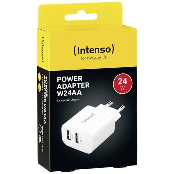 Intenso W24AA USB-oplader 24 W 2x USB-A hvid indendørs