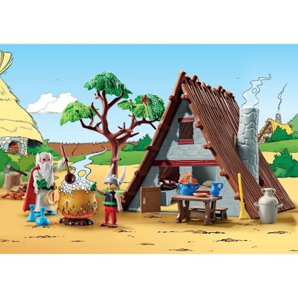 PLAYMOBIL 71828 Asterix-hydda med Panoramix, Asterix, tecknade seriefigurer, 80 delar, Från 5 år Flerfärgad