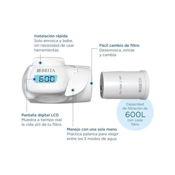 Filtreringssystem - Brita - On Tap - Flow 1,6 l/min - Kapacitet 600 liter - LCD-skærm