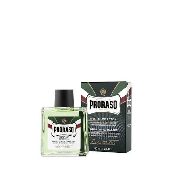 Proraso Aftershave Tonifying Ilman alkoholia, Ilman väriaineita, Ilman parabeeneja, Ilman silikonia, Nestepullo 100ml Kasvoille Tonificerende