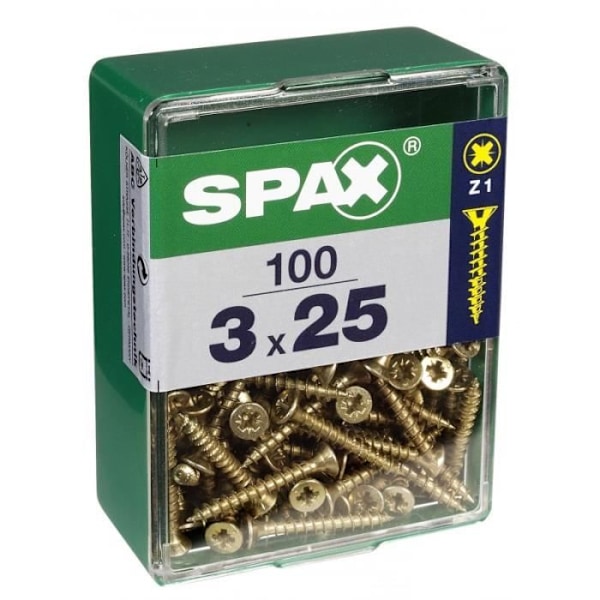 Vis - SPAX - Finslipad - Stål - Diam. 3 mm - Längd 25 mm - Förpackning om 100