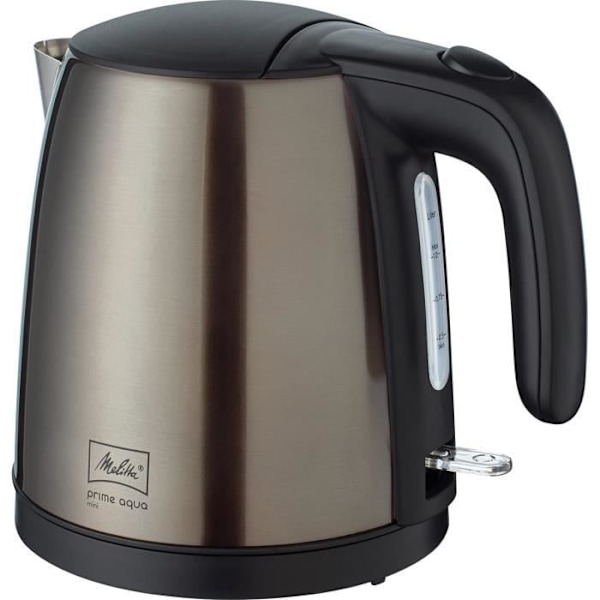Melitta Prime Aqua Mini vattenkokare, metallisk grå, 100 % BPA-fri, 1L