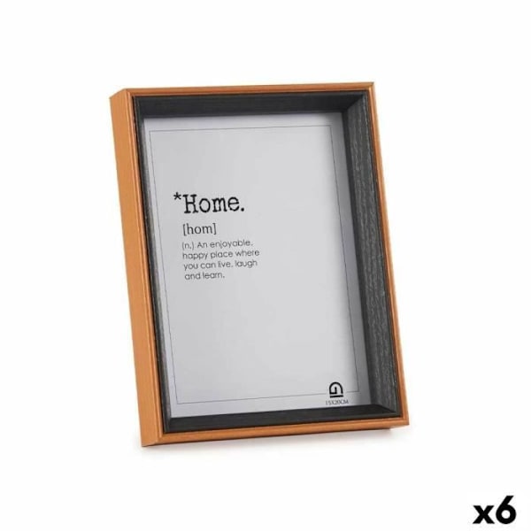 fotoramme sort glas brun mdf træ (17 x 22 x 3 cm) (6 enheder)
