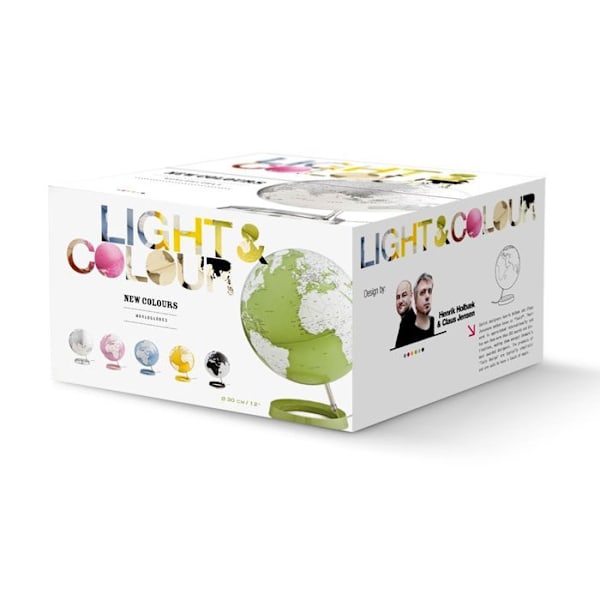 Lysande jordglob - Design - Ø 30 cm - PMMA-fot - Guldbas - Inredning Vitt guld