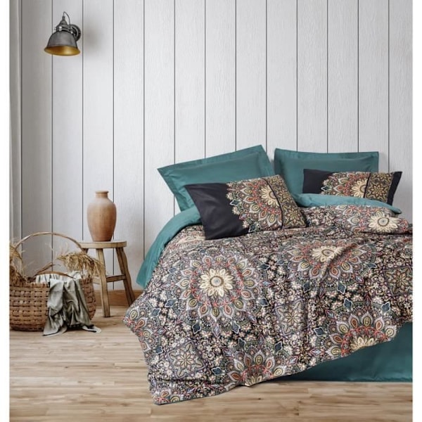 Sengetøj - 1 dynebetræk 220 x 240 cm + 2 pudevårdsbetræk 60 x 60 cm - Satinert 100% bomuld - Essence Bensin