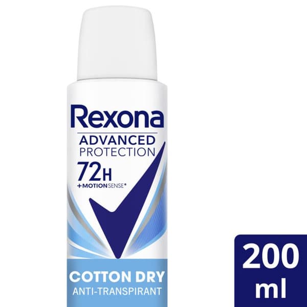 Deodorant - REXONA - Cotton Dry - 200ml - Kvinde - Uden alkohol