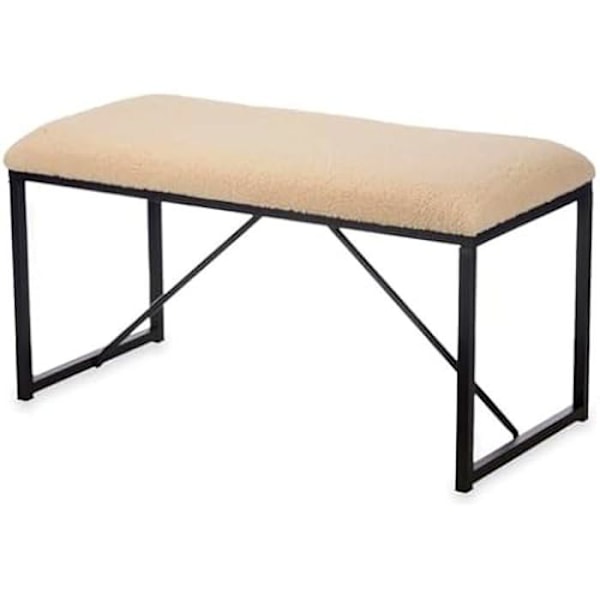 Penkki - LAHJAKORJAUS - Beige - Kangas ja metalli - 81 x 42 x 38 cm - Nykyaikainen muotoilu Flerfärgad
