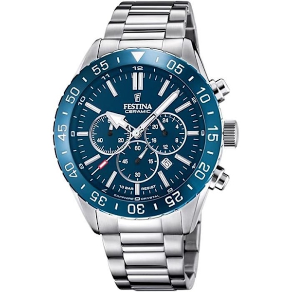 Ur - FESTINA - Keramik F20575/2 - Mand - Quartz - Vandtæt 5 Atm - Blå urskive Pengar