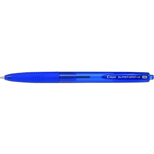Retraktabel Kuglepen - PILOT - SUPER GRIP G - Medium spids - Blåt blæk - Pakke med 12 Blå