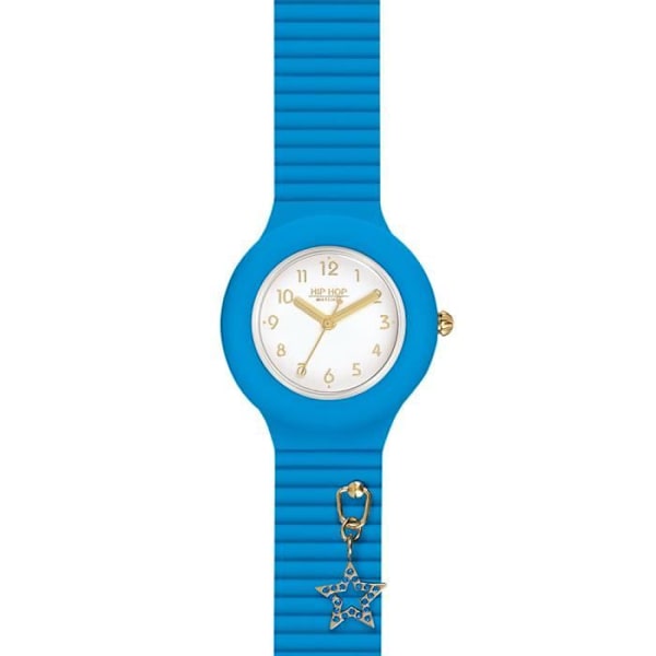 Montre - HIP HOP - SKY BLU Dans Lyset - 32mm - Silikone - Vandtæthed 5 ATM Blå, Hvid, Turkis