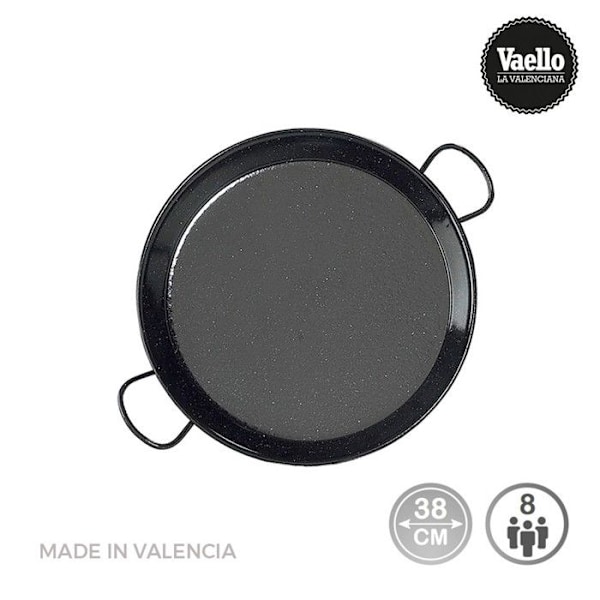Emaljerad paella - Vaello - Ø38 cm - Induktion - Vitrokeramik - 8 personer Svart