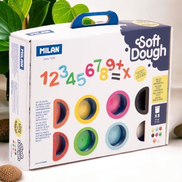 Blød modellering ler boks 8 potter 59gr Soft Dough modellering ler med værktøjer og tal