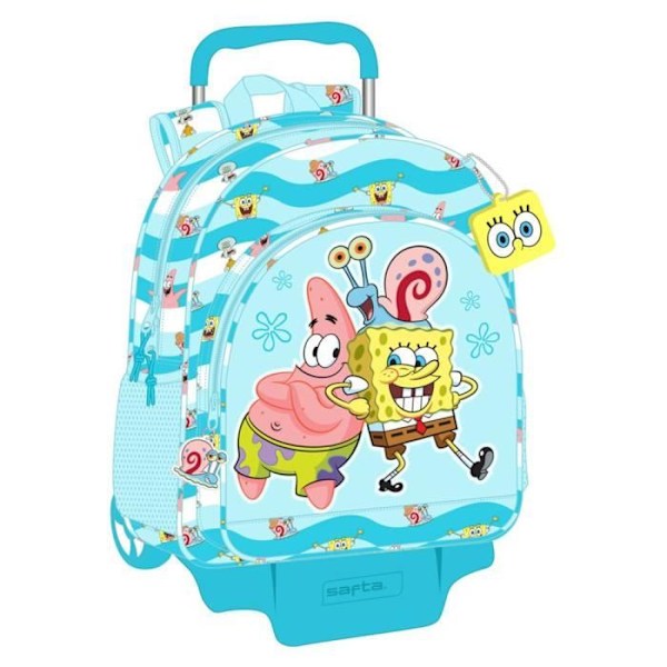 Ryggsäck med vagn - Safta - SvampBob Fyrkant - Mångfärgad - 33x42x14 cm - Ergonomisk Flerfärgad