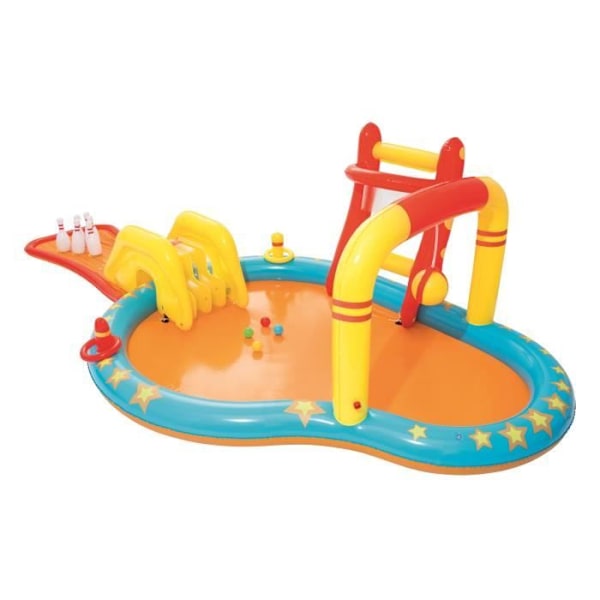 Champions Play Area - BESTWAY - Liukumäellä, Nyrkkeilypallolla ja Keilailulla - 435 x 213 x 117 cm