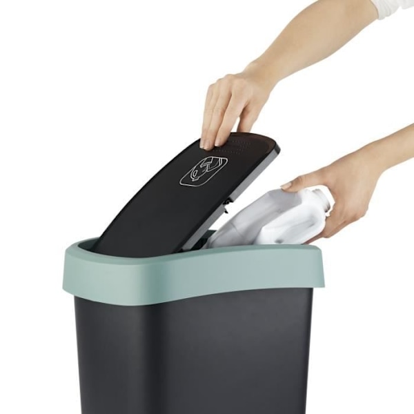 Affaldsbeholder swing Rotho Twist 25L sort/mørkegrøn svart/mörkgrön