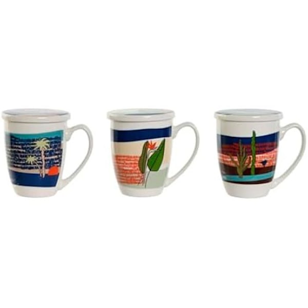 Kop med filter til infusioner - HOME ESPRIT - Flerfarvet - Rustfrit stål - Porcelæn - 380 ml Flerfärgad
