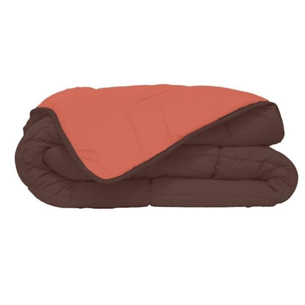 CALGARY Choklad & Korall Mikrofibertäcke 400g/m² 200x200cm Korall och choklad