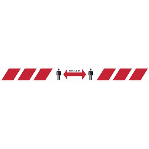 TESA - tejpegenskaper 50 m x 50 mm färg röd/vit + minsta avstånd 1,5 m