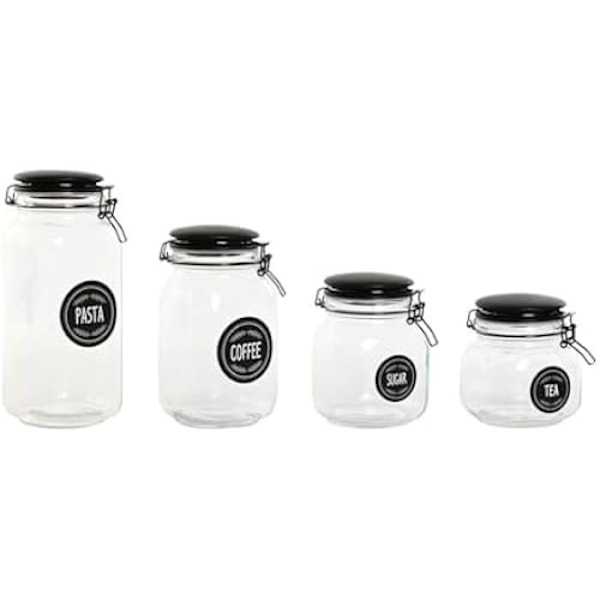 Ruukut - HOME ESPRIT - 4 kpl - Metalli ja lasi - Musta - 2 L - 11,4 x 11,4 x 26,7 cm Flerfärgad