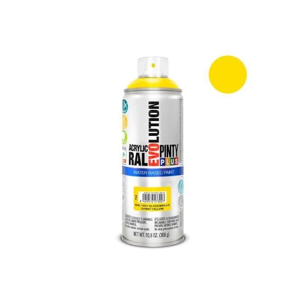 Sprayfärg - Pintyplus - Evolution - 520cc - Signalgul - Vattenbaserad Gul signalering