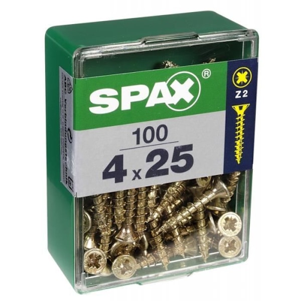 Vis - SPAX - Frenchet hoved - Stål - Diameter 4 mm - Længde 25 mm - Pakke med 100