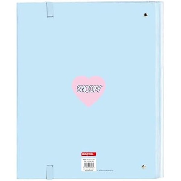 Kladde - SAFTA - SNOOPY KÆRLIGHED - 4 ringe på 35 cm - 100 A4 ark - Hærdet omslag Lyseblå