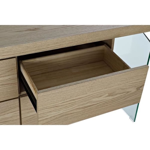 Skænk - Glas MDF Træ - 160 x 45 x 80 cm - Hvid - Højde 80 cm