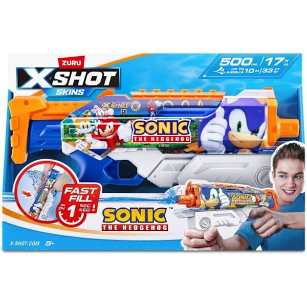 Vesipyssy - ZURU - X-SHOT Skins Sonic Hyperload - Sonic-nopeus - Täyttö 1 sekunnissa - Kantama 10 m - Säiliö 500 ml