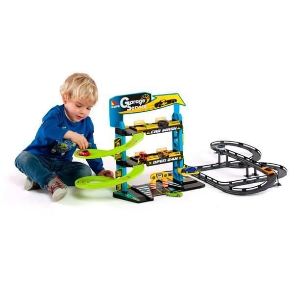 Garage til børn - MONDO - Molto 3 etager + skinner - 5 biler - 5 spor - Blandet