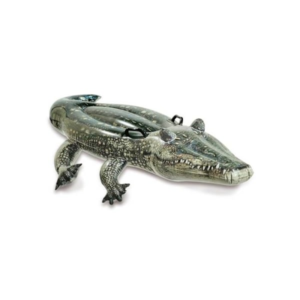 INTEX oppustelig Alligator ride-on bøje - Dimensioner 170 x 86 cm - Til børn fra 3 år Grön