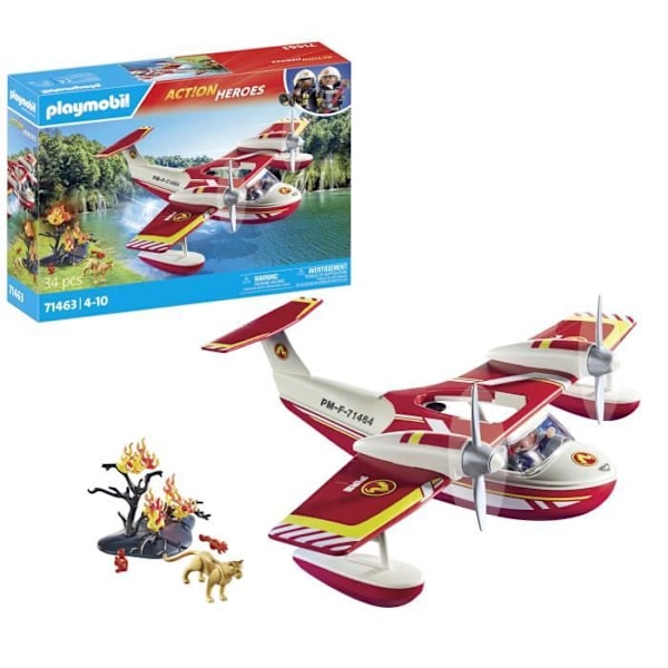 PLAYMOBIL 71463 Sjöflygplan med brandman - Action Heroes - Brandmän - Från 4 år Flerfärgad