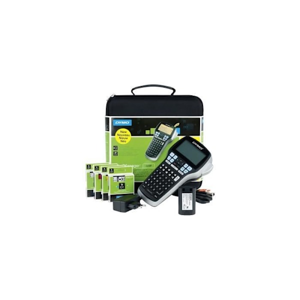 DYMO LabelManager 420P, ultra effektiv og alsidig bærbar etiketteringsmaskine, PC/MAC-forbindelse, ABC-tastatur, transporttaske Sort, Grå