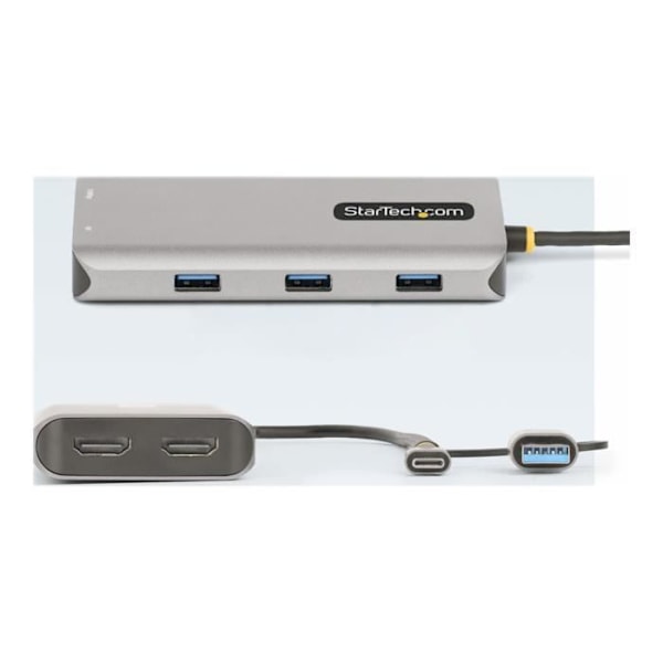 "Telakointiasema - StarTech.com - Monipaikkainen USB-C - Kaksois HDMI 4K - 3x USB-A - Matkatelakka"