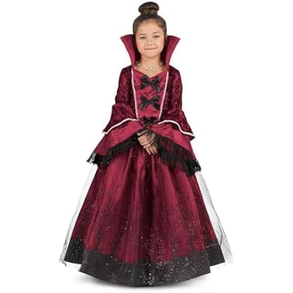 Forklædning - Vampire dronning - Barn - Sort og rød - Polyester - Flere størrelser Sort rød