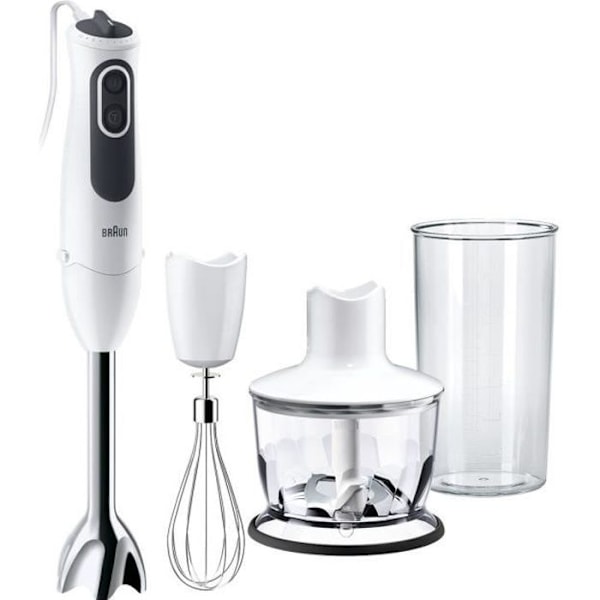 Braun MQ3135WH - Valkoinen - PowerBell-teknologia ja Splash control - 750 Wattin ביצועי ponenterieren mikseri ja hakkuri