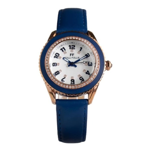 Kvindeur - Folli Follie - WF1B032SSU - Læder - Vandmodstand 5 ATM - Ø 36 mm Vit